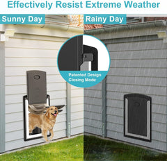 ClawJaw cat door with double-magnetic-flaps helps seal drafts and weatherproof entry.