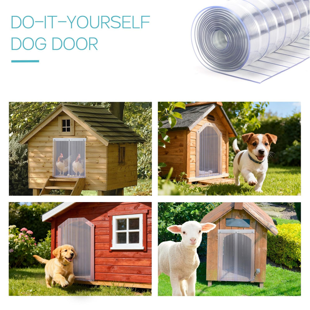 ClawJaw transparent clear vinyl flaps maintain visibility for pets.