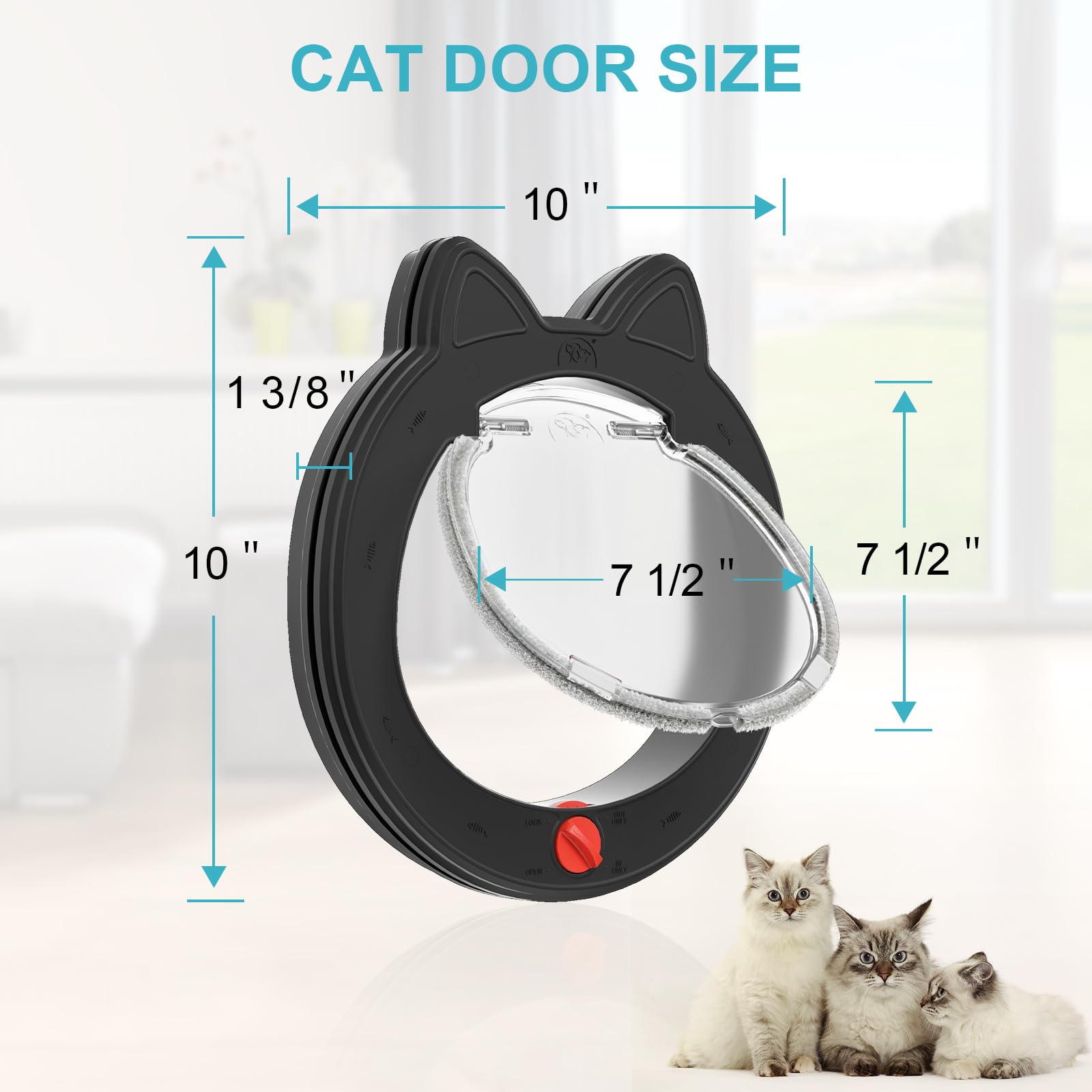 Brush strips on ClawJaw pet door reduce closing noise for quieter operation.