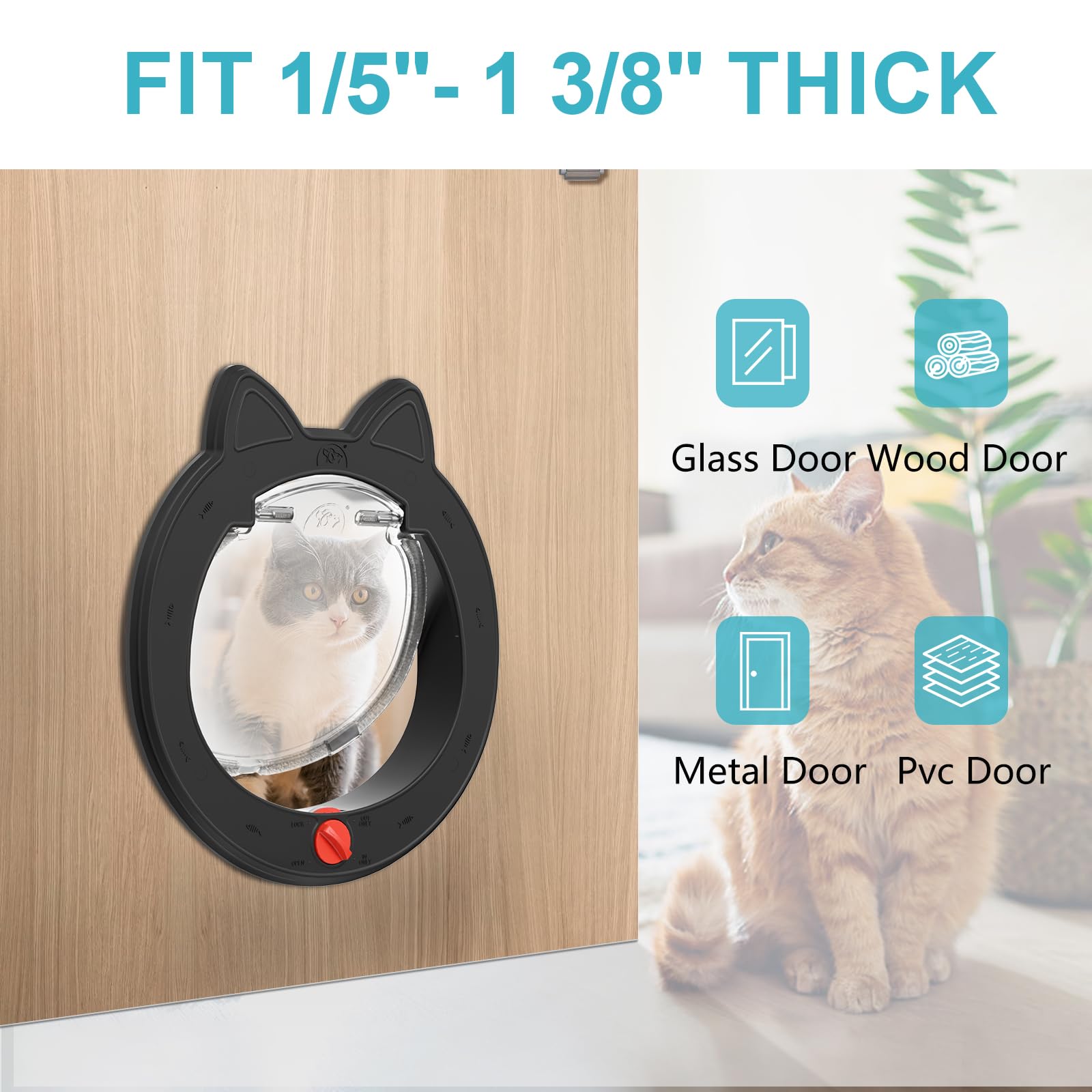Ideal for cats and small dogs, ClawJaw door provides easy access through a doorway.