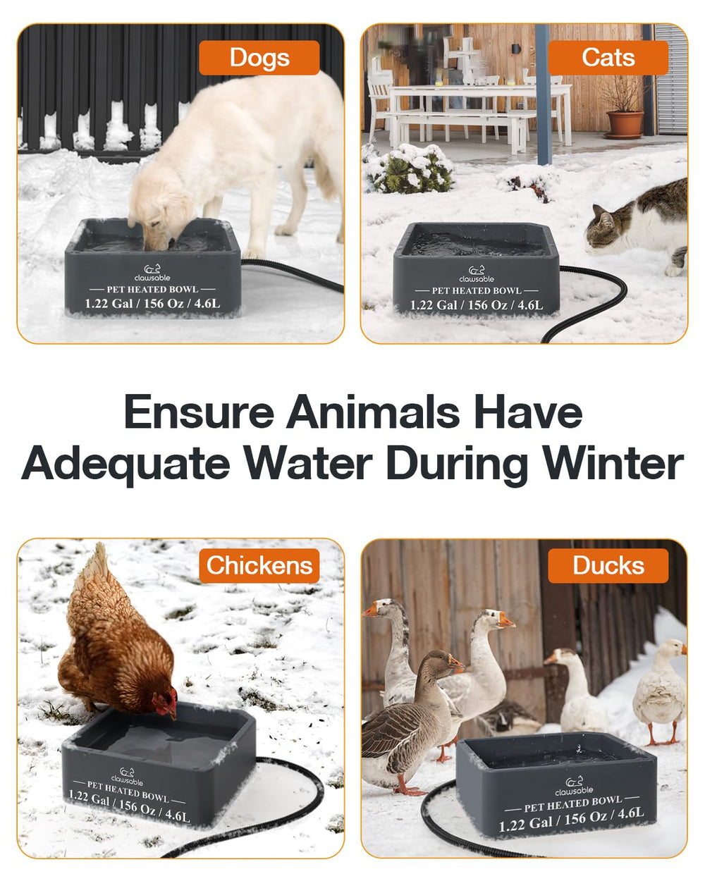 Clawsable BPA-free plastic construction provides safe easy to clean hydration solution
