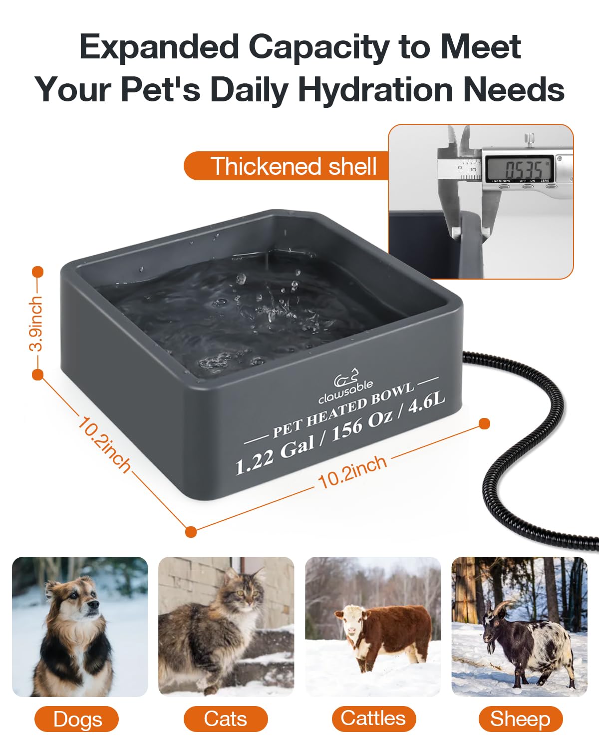 Clawsable multi-pet use with rabbits chickens and squirrels for steady water