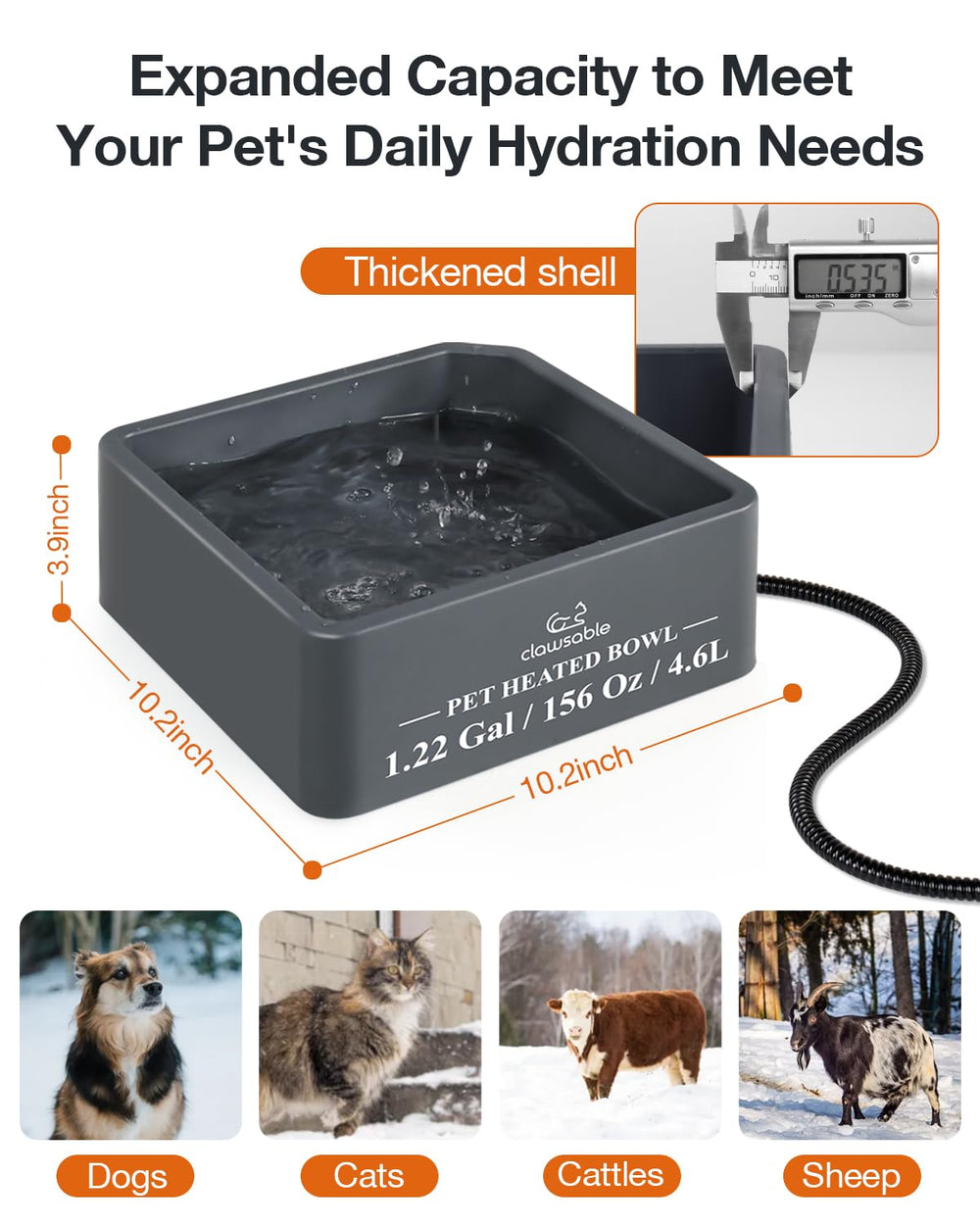 Clawsable multi-pet use with rabbits chickens and squirrels for steady water