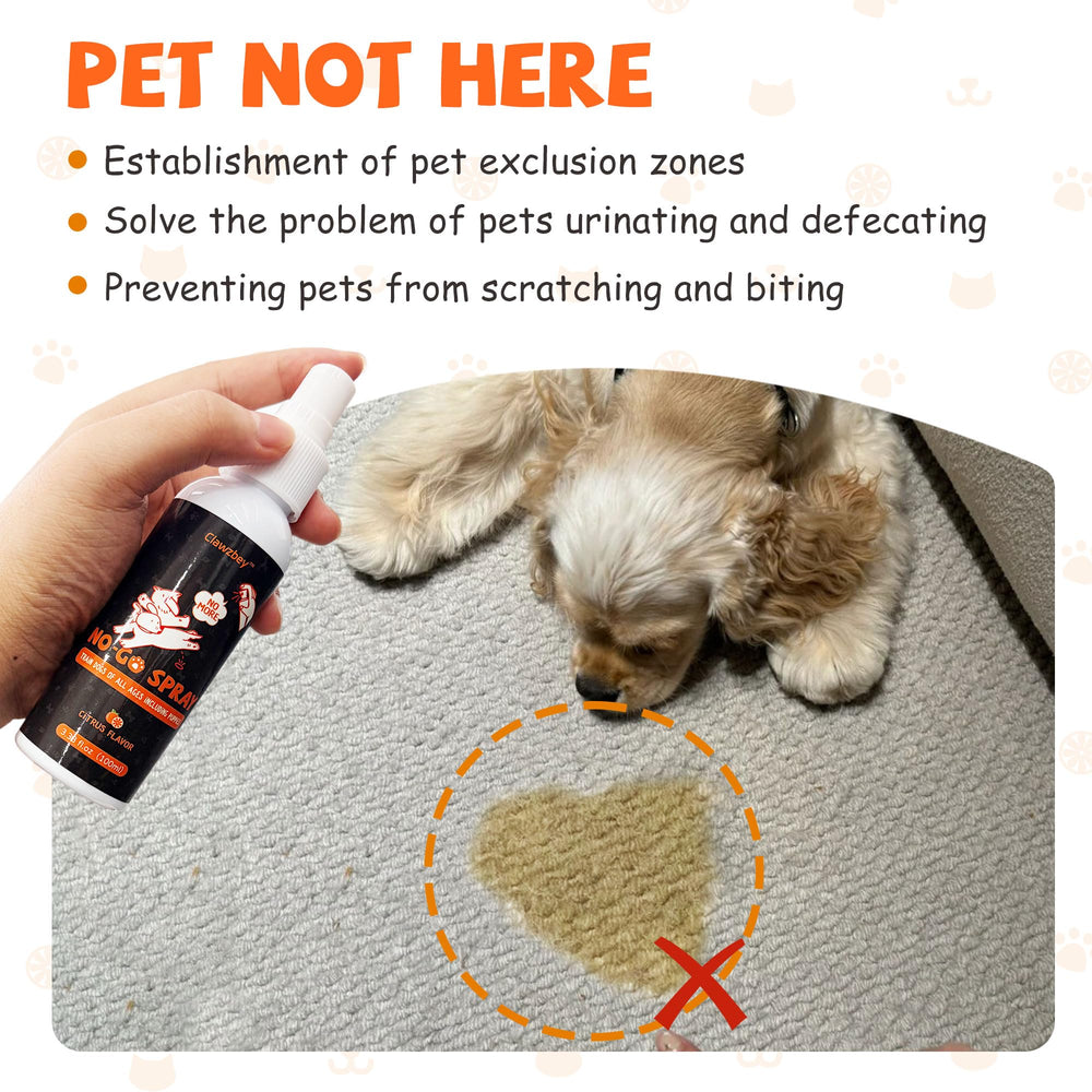 Clawzbey Dog Potty Spray Set packaging highlights a budget-friendly 2-pack.