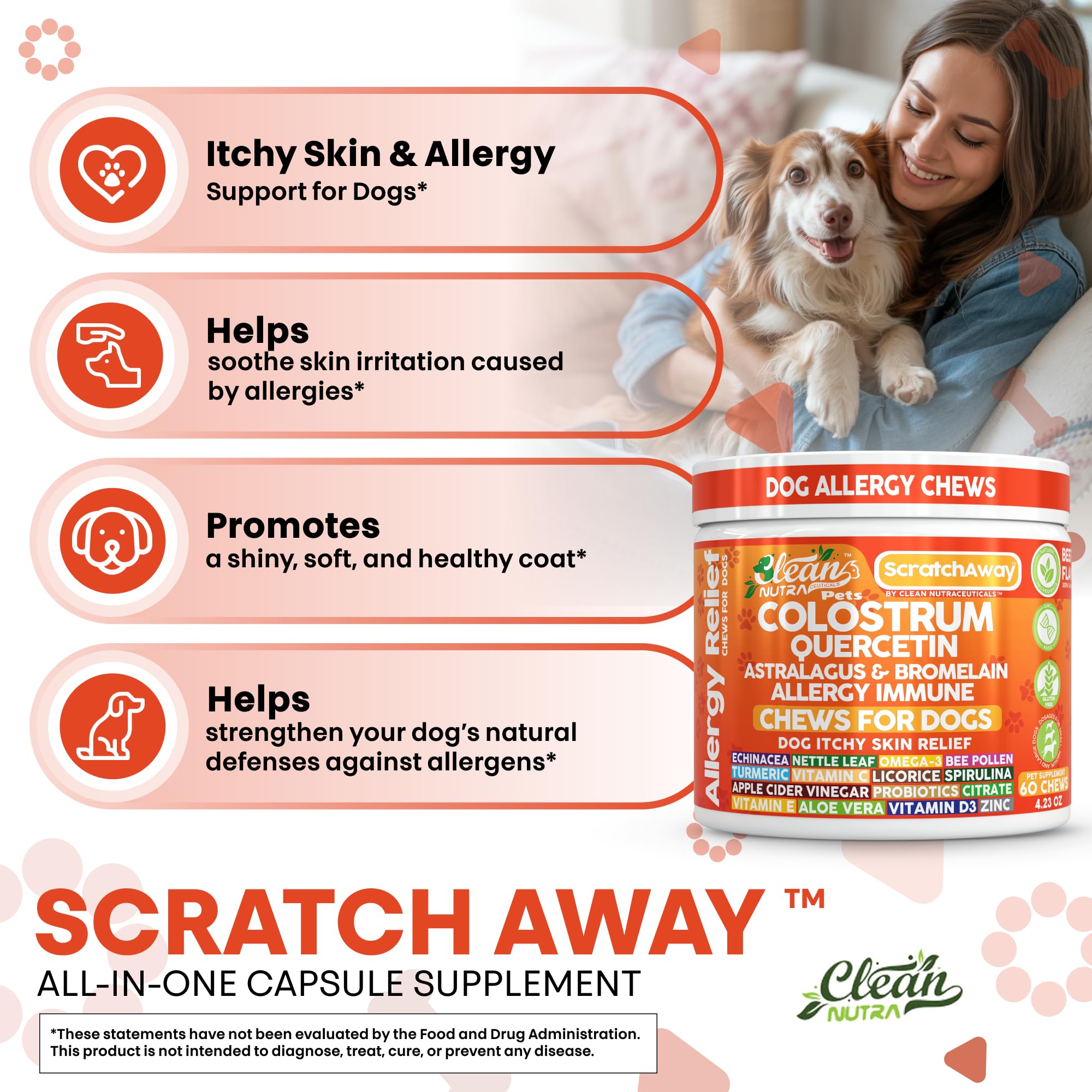 Clean Nutraceuticals probiotic blend label emphasizing gut health and digestion support