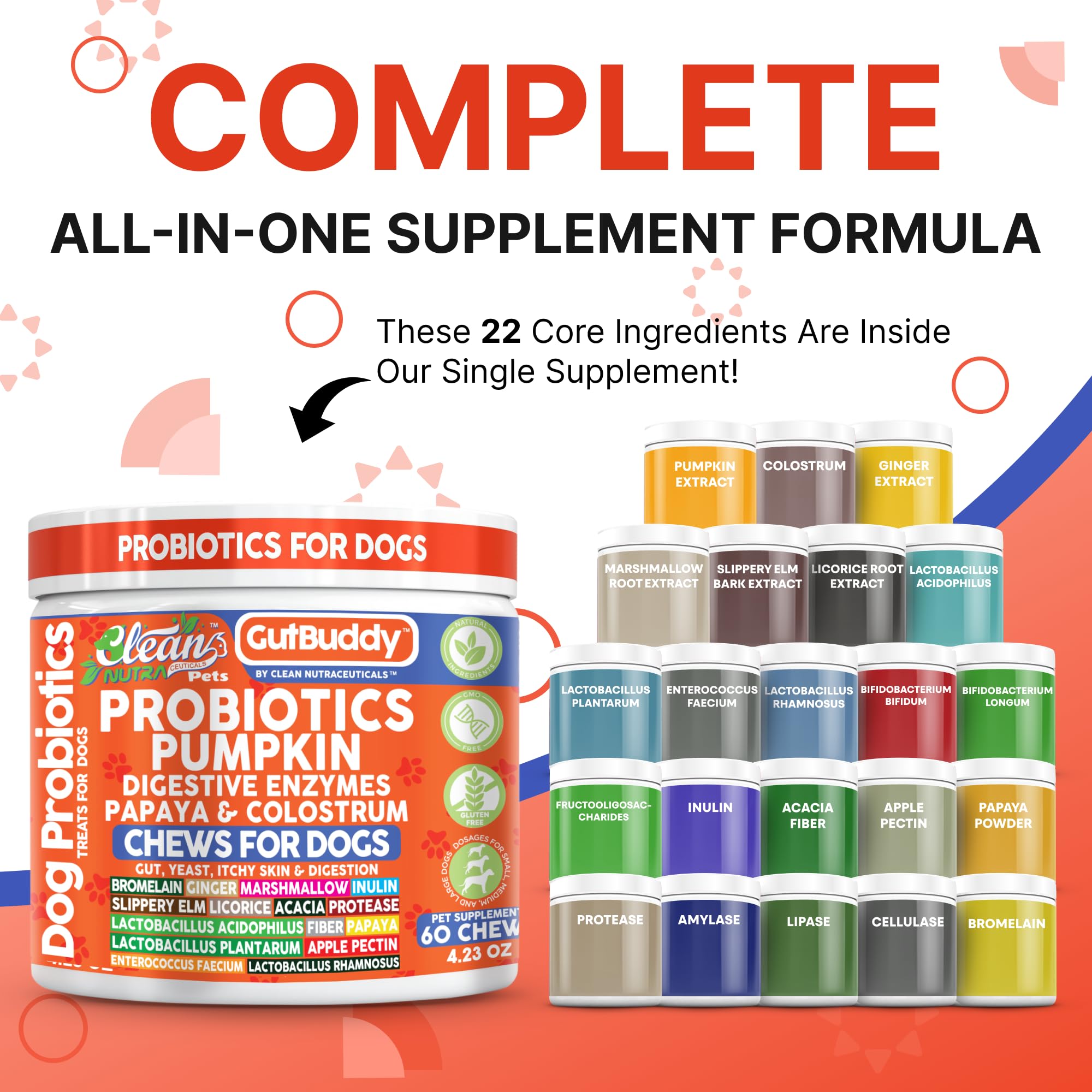Clean Nutraceuticals pumpkin-digestive-enzymes dog-chew supports digestion and flavor acceptance