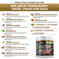 Clean Pets Travel Chews chamomile-passion blend aids gentle relaxation on trips