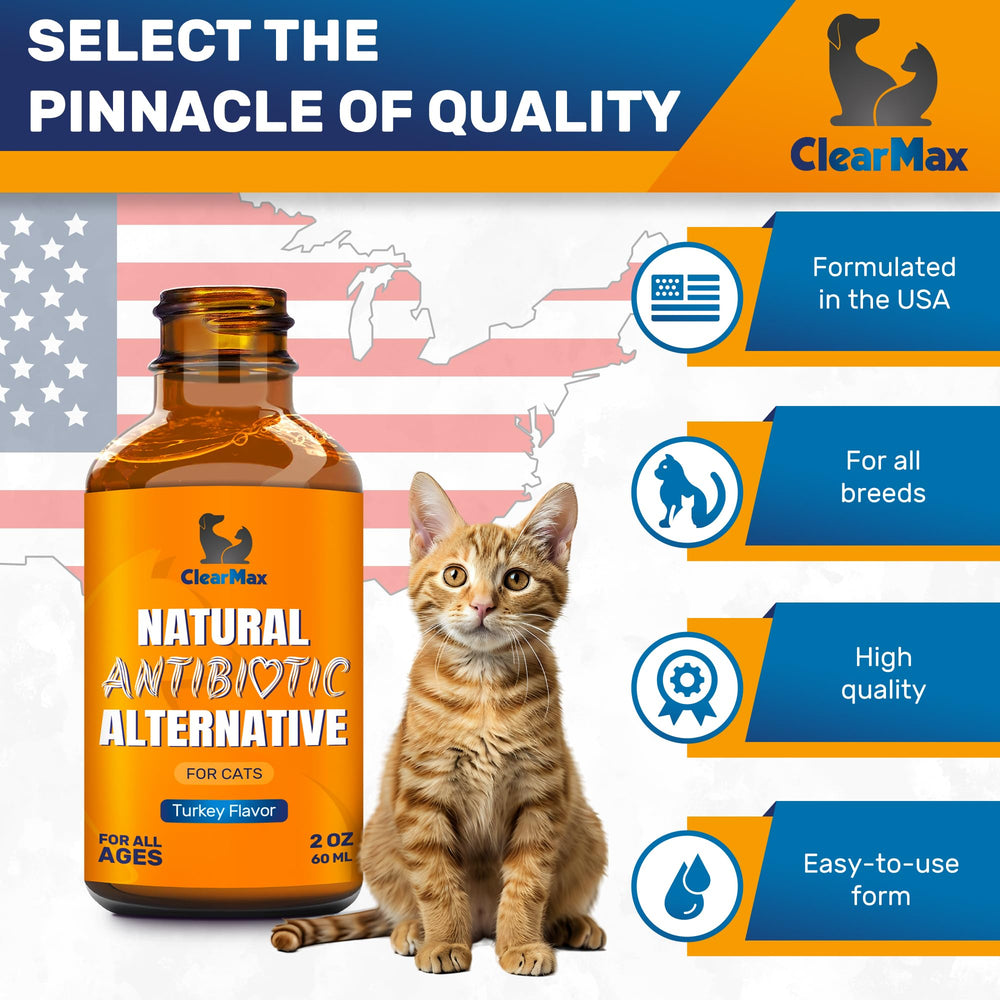 Clear Max cat drops suitable for kittens and adult cats across breeds.