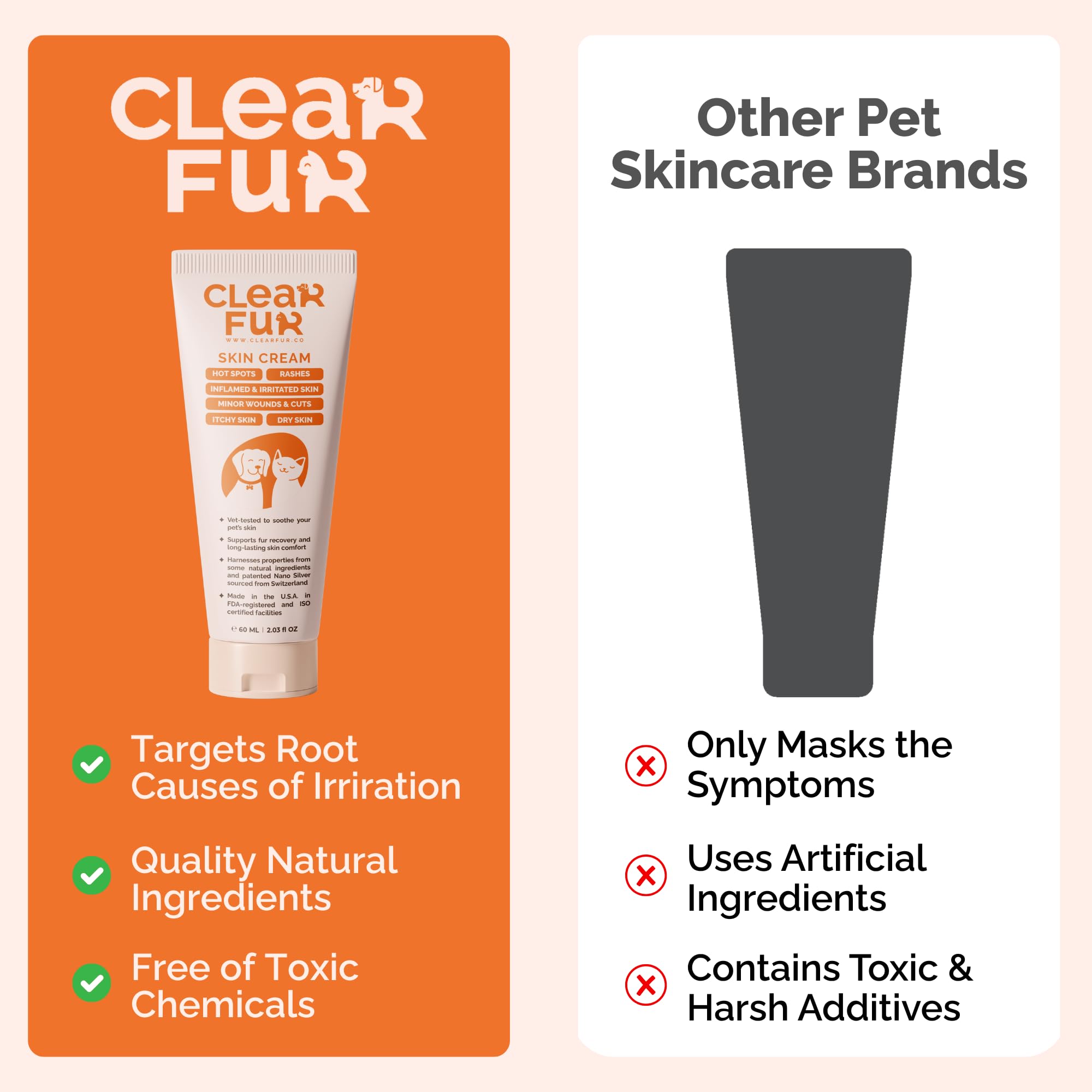 ClearFur quick-relief cream ready-to-use for pets