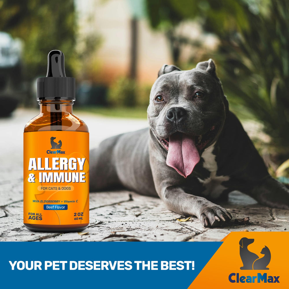 Clear Max real beef flavor image suggests tasty supplement for pets.