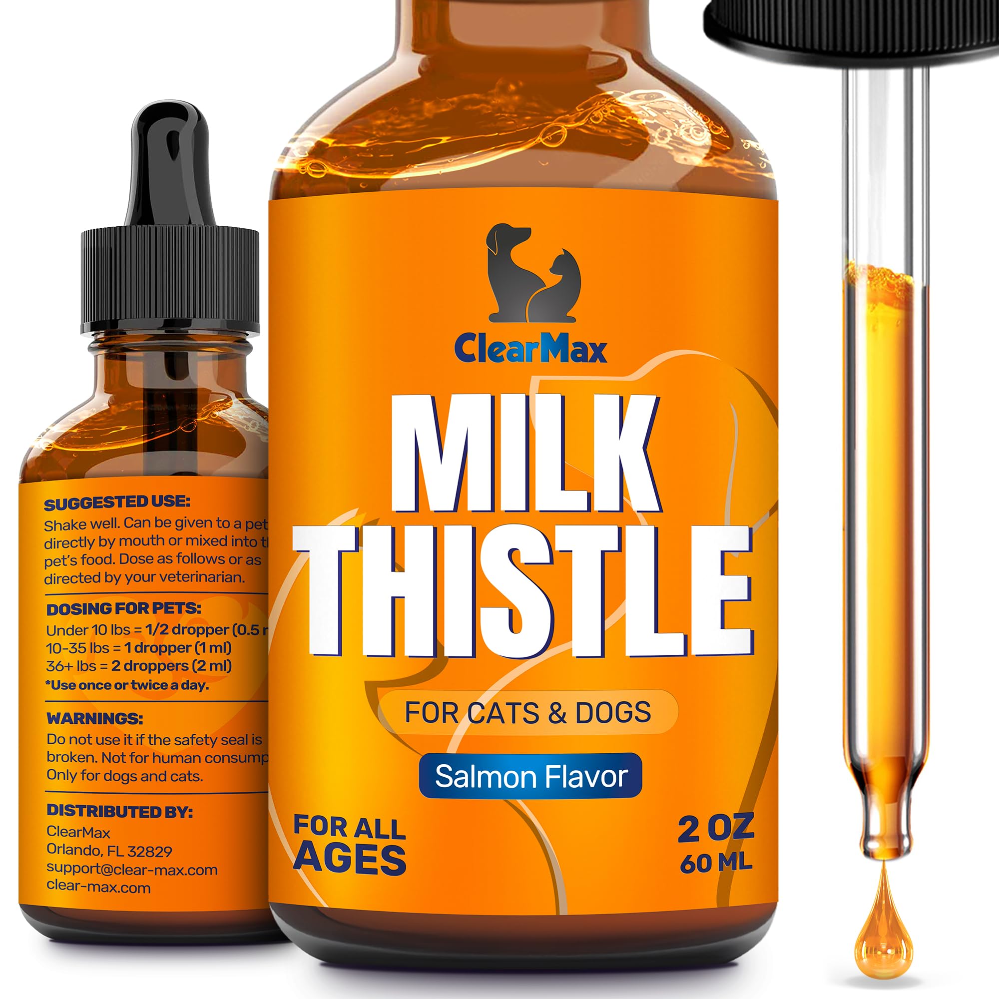 Clear Max Milk Thistle dog bottle supports liver function for dogs