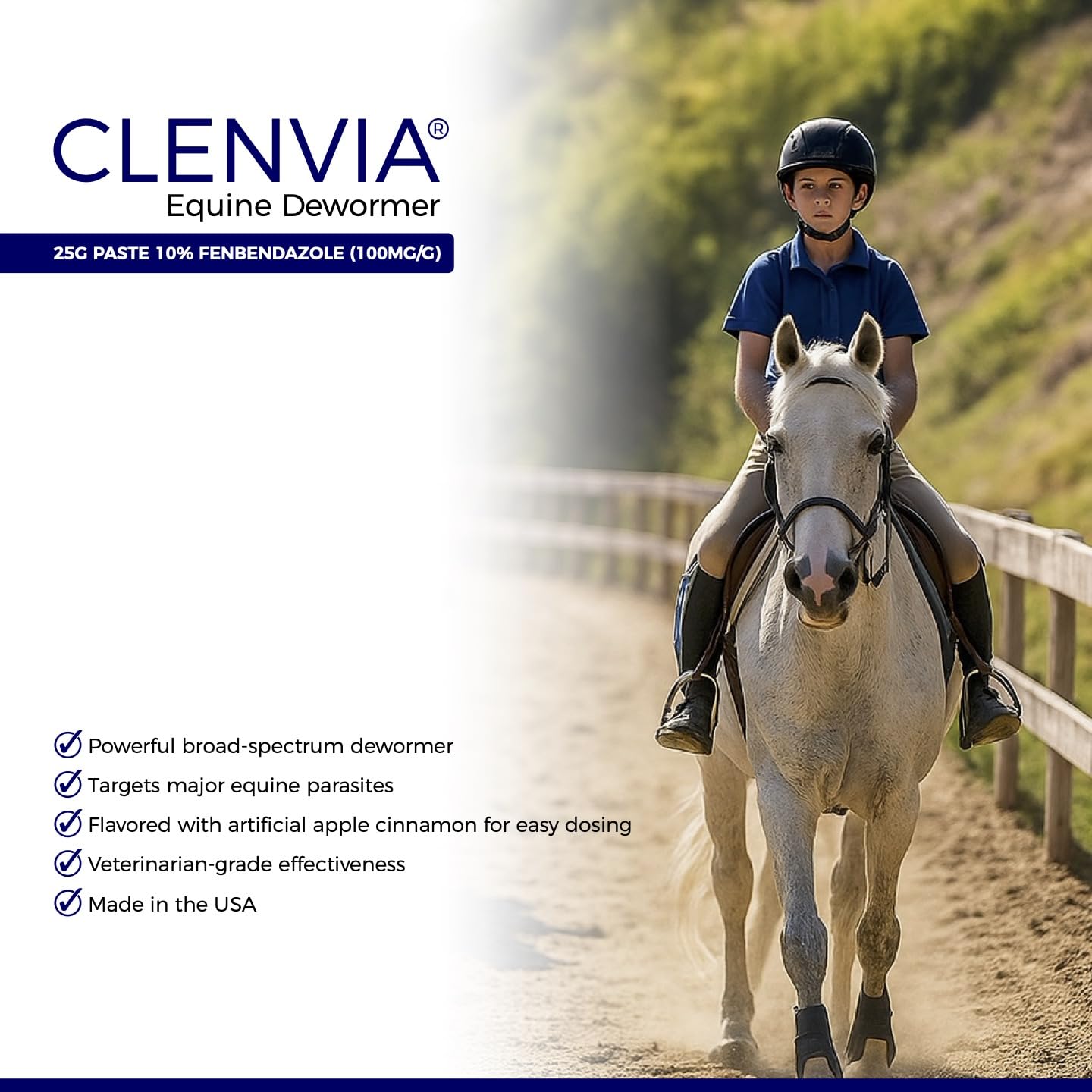 CLENVIA horse paste dose markings close-up for stress-free administration and predictable treatment