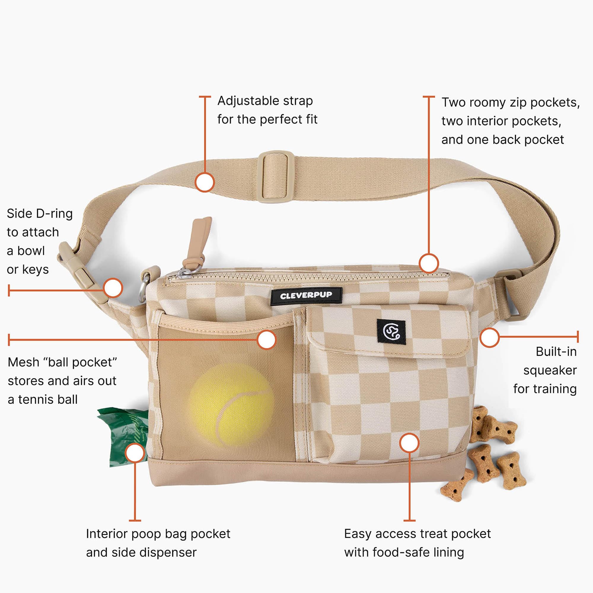 Cleverpup quick dry ball pocket for toy storage on the go