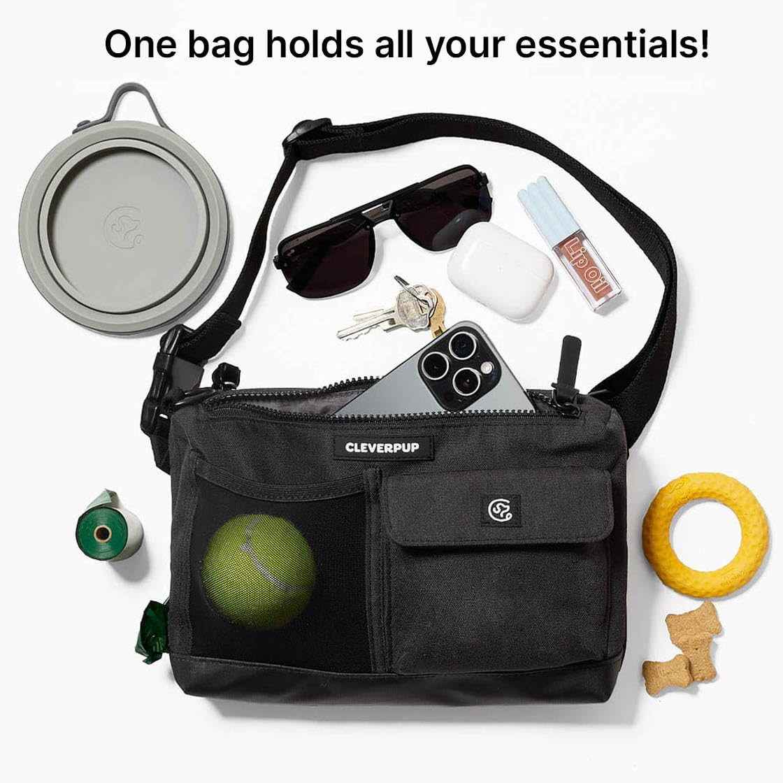 Cleverpup durable materials with vegan leather in Graphite for daily use