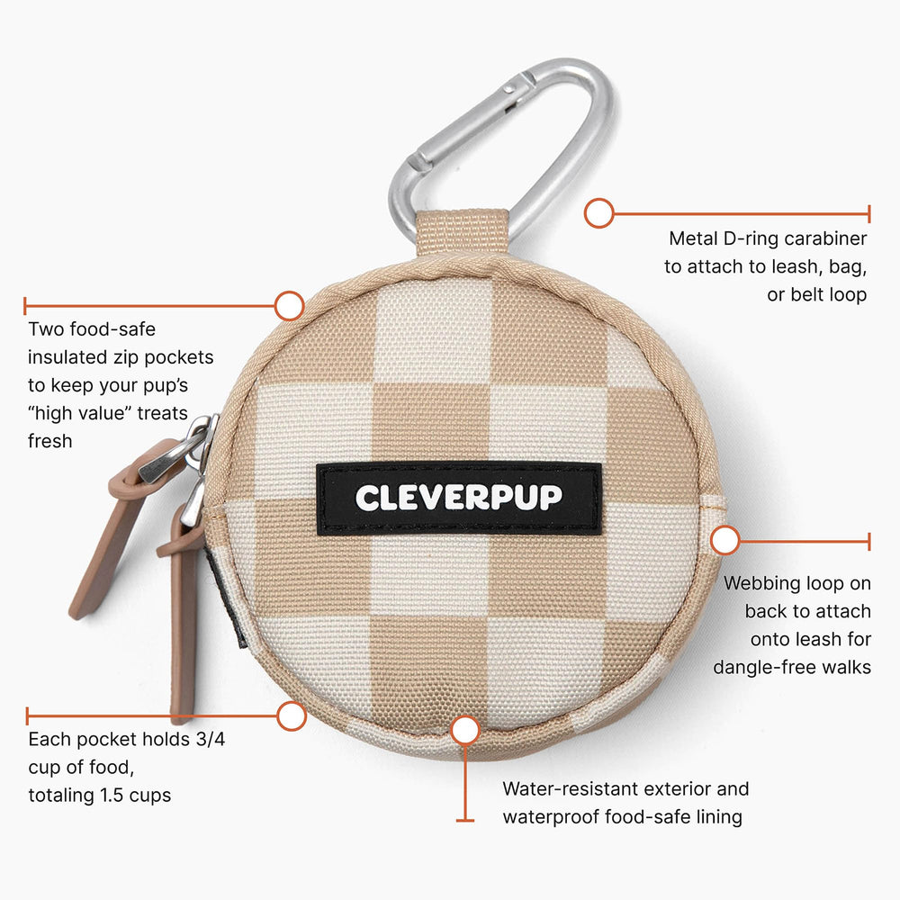 Cleverpup Snackpack measures 4x2 inches — compact for quick access