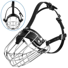 CleverTail leather and steel muzzle close-up shows premium materials and sturdy construction