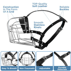 CleverTail XL metal dog muzzle durability-steel construction highlighting rugged and long-lasting use.