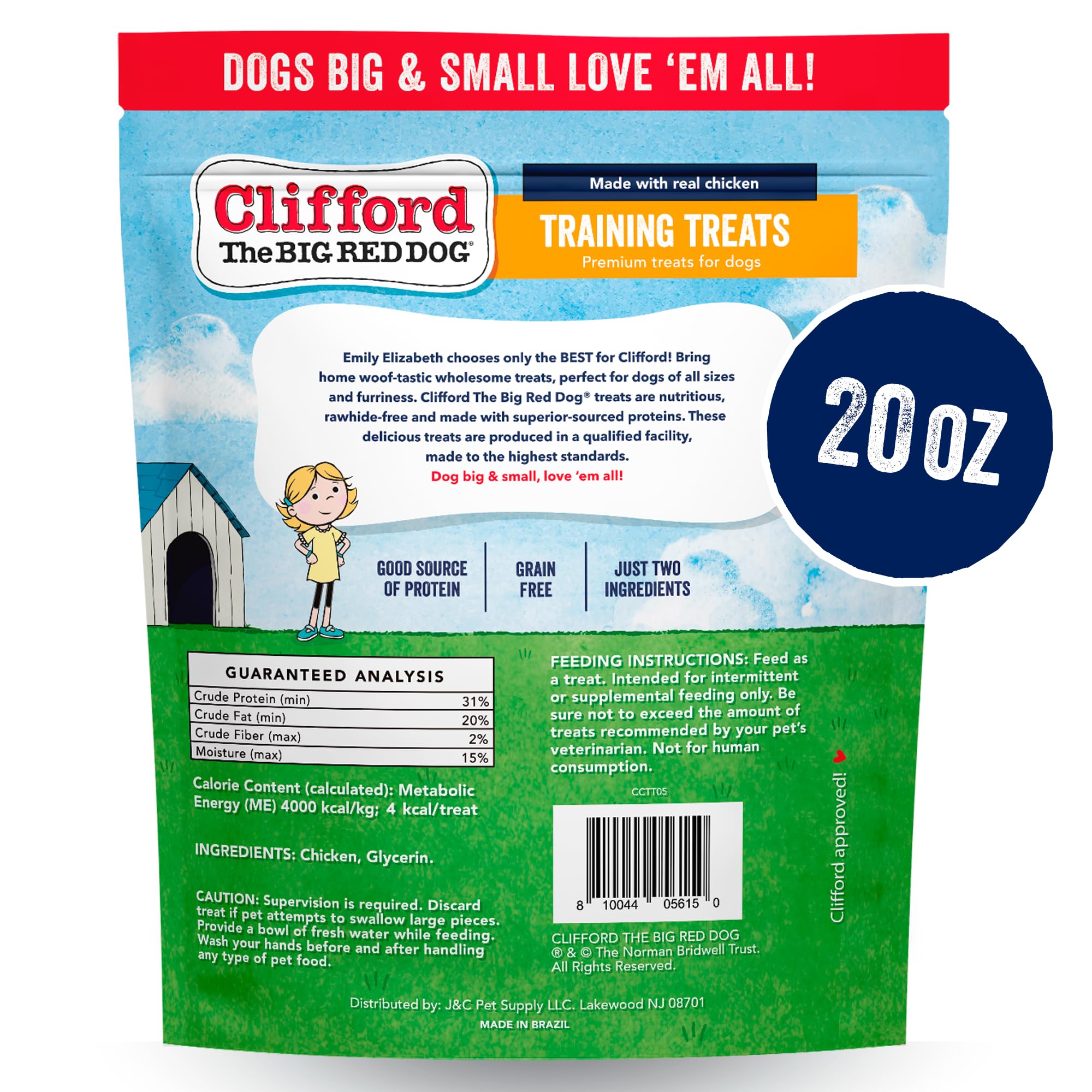 Clifford The Big Red Dog Soft Training Treats chicken mini bites closeup emphasizes real chicken flavor.