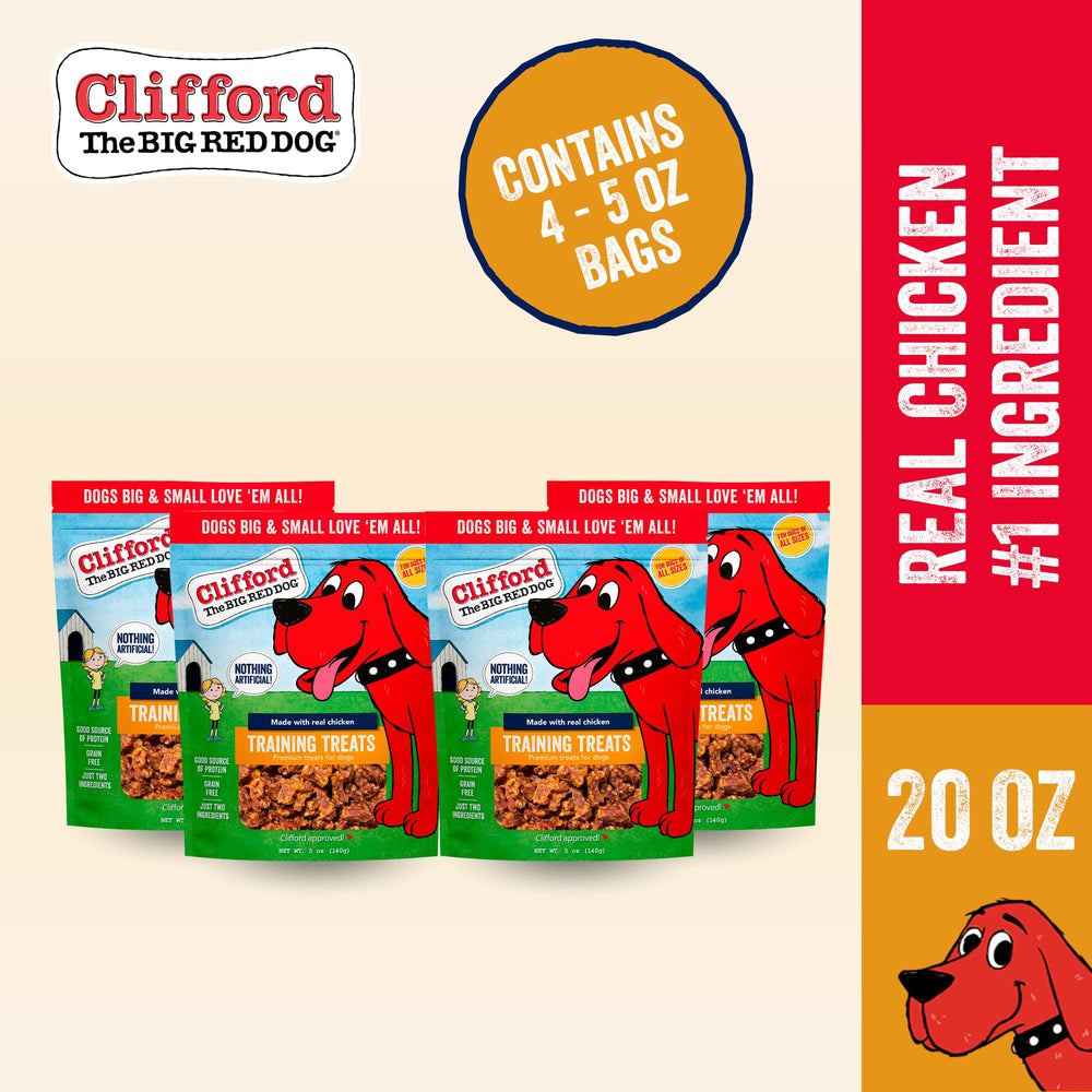 Clifford The Big Red Dog Soft Training Treats grain-free-ingredient-list image suggests simple, wholesome rewards.