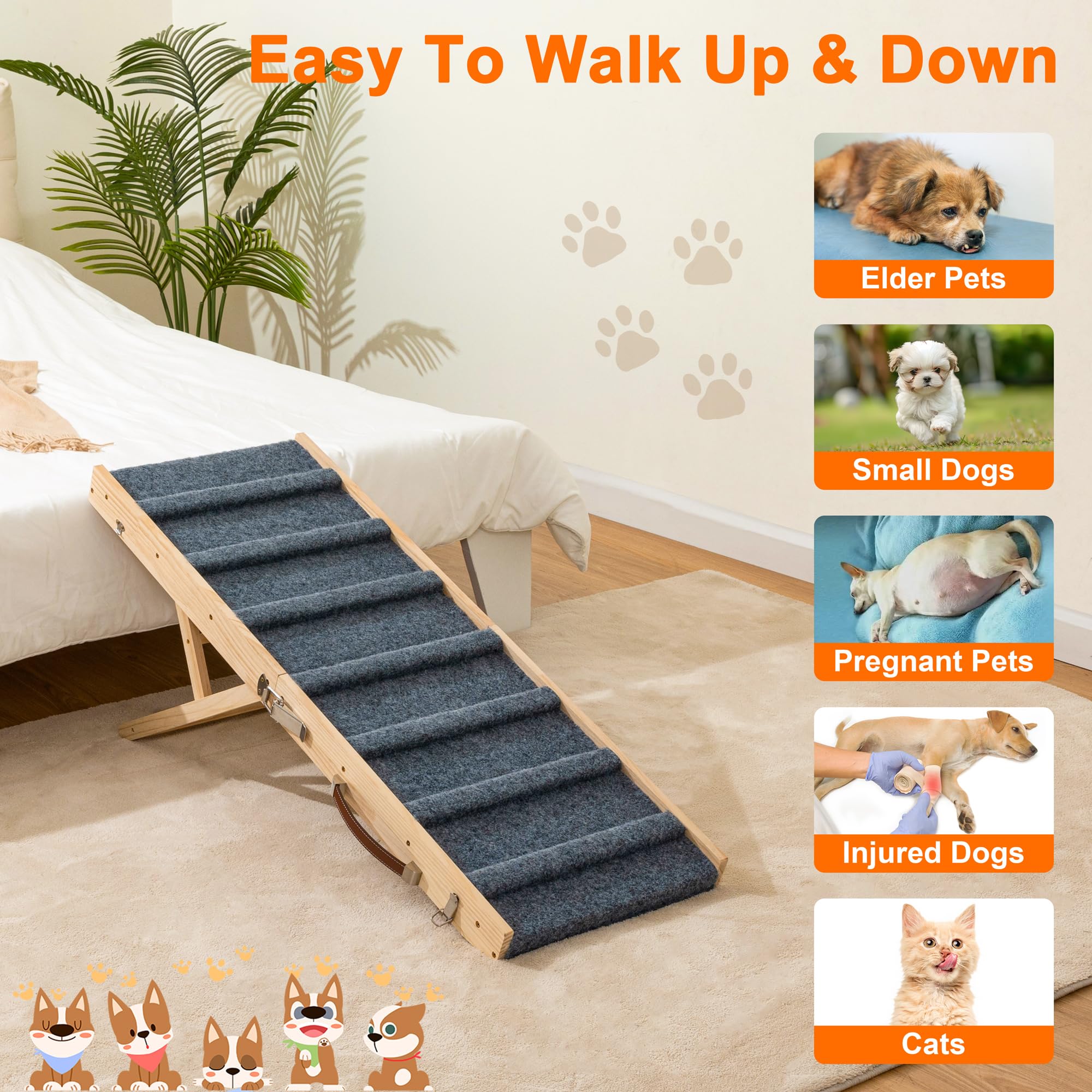 Clikuutory dog ramp anti-slip surface provides secure grip during climbs.