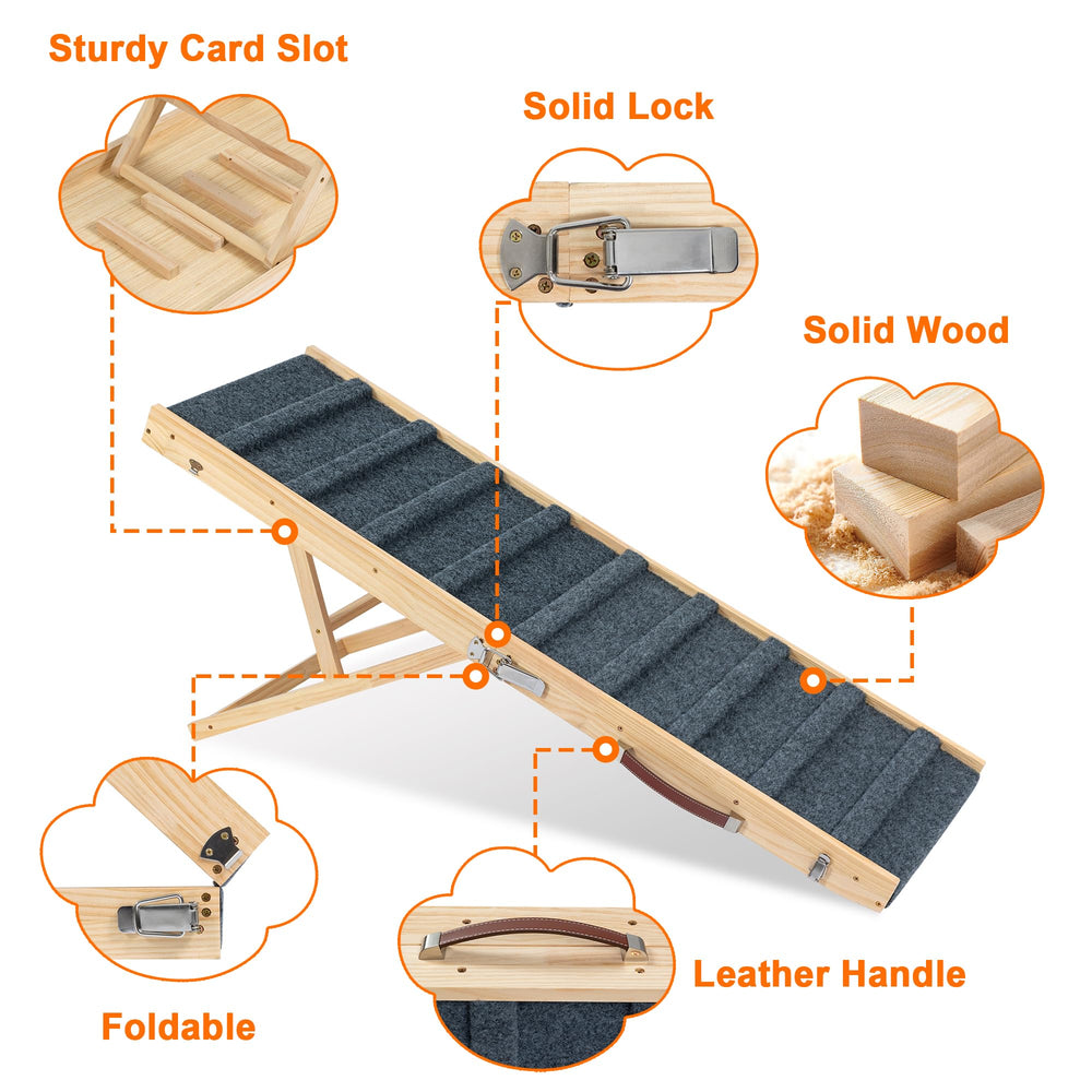 Clikuutory dog ramp features non-slip surface for safe climbs.