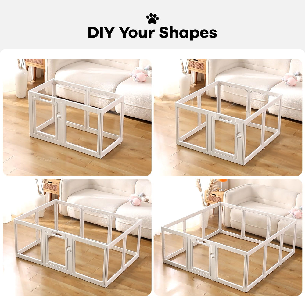 ClimbHope white clear acrylic playpen shows a secure, stable enclosure on floors.