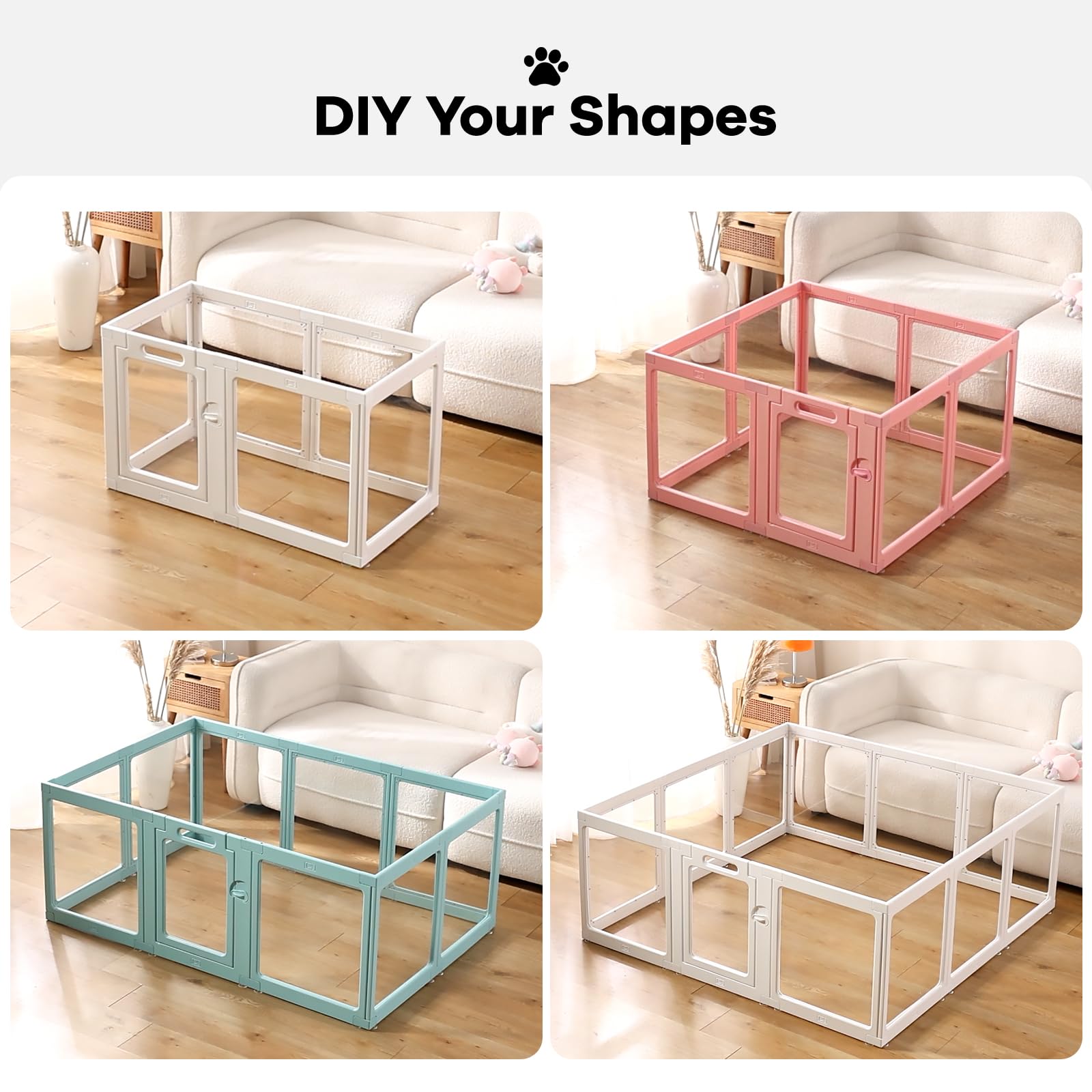 ClimbHope dog playpen with door gates and easy-clean acrylic surface.