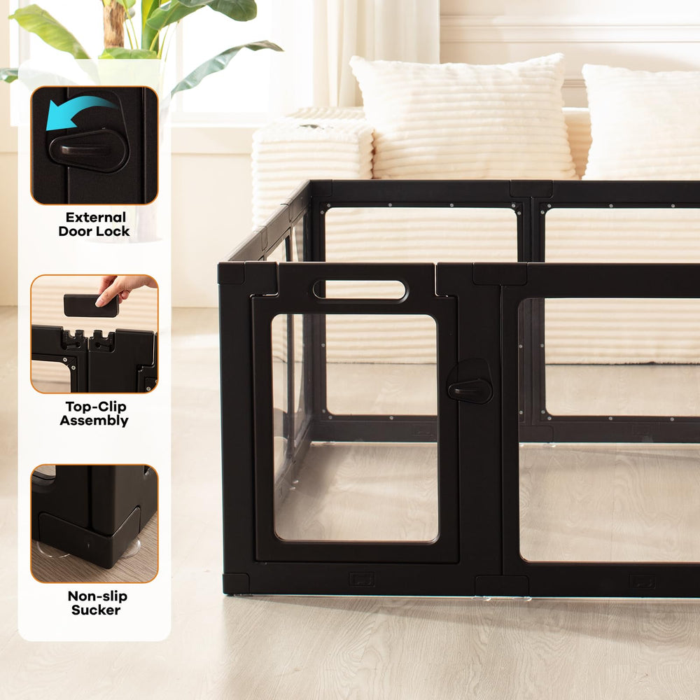 ClimbHope transparent panels close-up emphasizes seamless design and escape-free containment