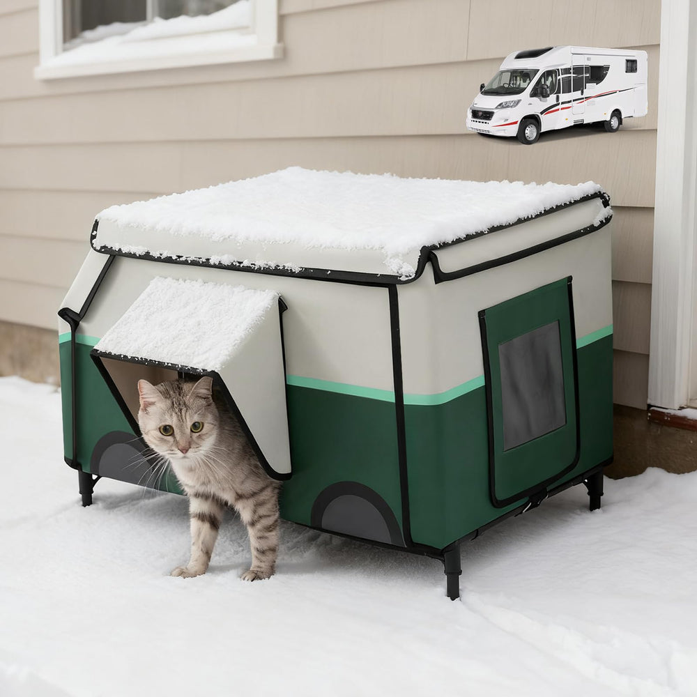 ClimbHope heated cat house outdoor winter shows warm shelter for multiple cats