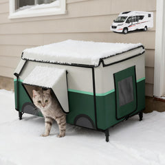 ClimbHope heated cat house outdoor winter shows warm shelter for multiple cats