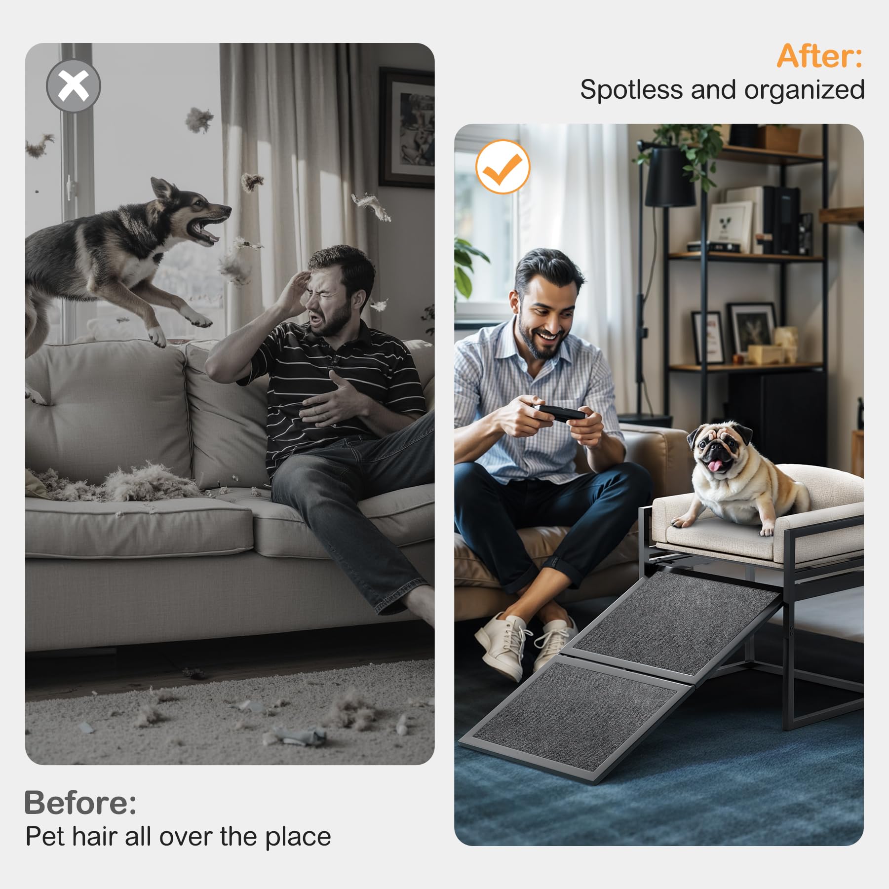 Clioran dachshund ladder helps pets reach beds safely
