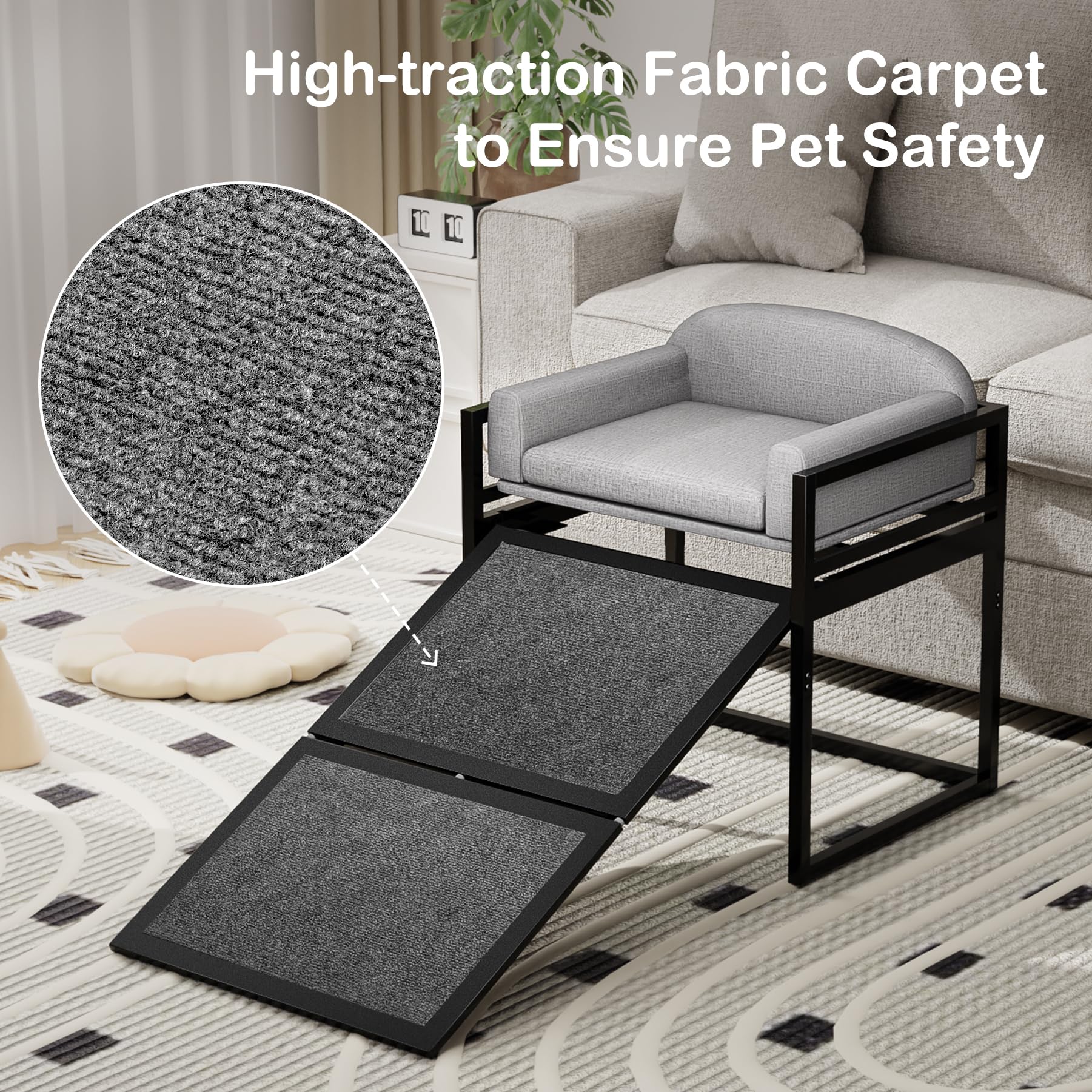 Clioran metal-frame pet stairs ensure durable support for active pets on furniture