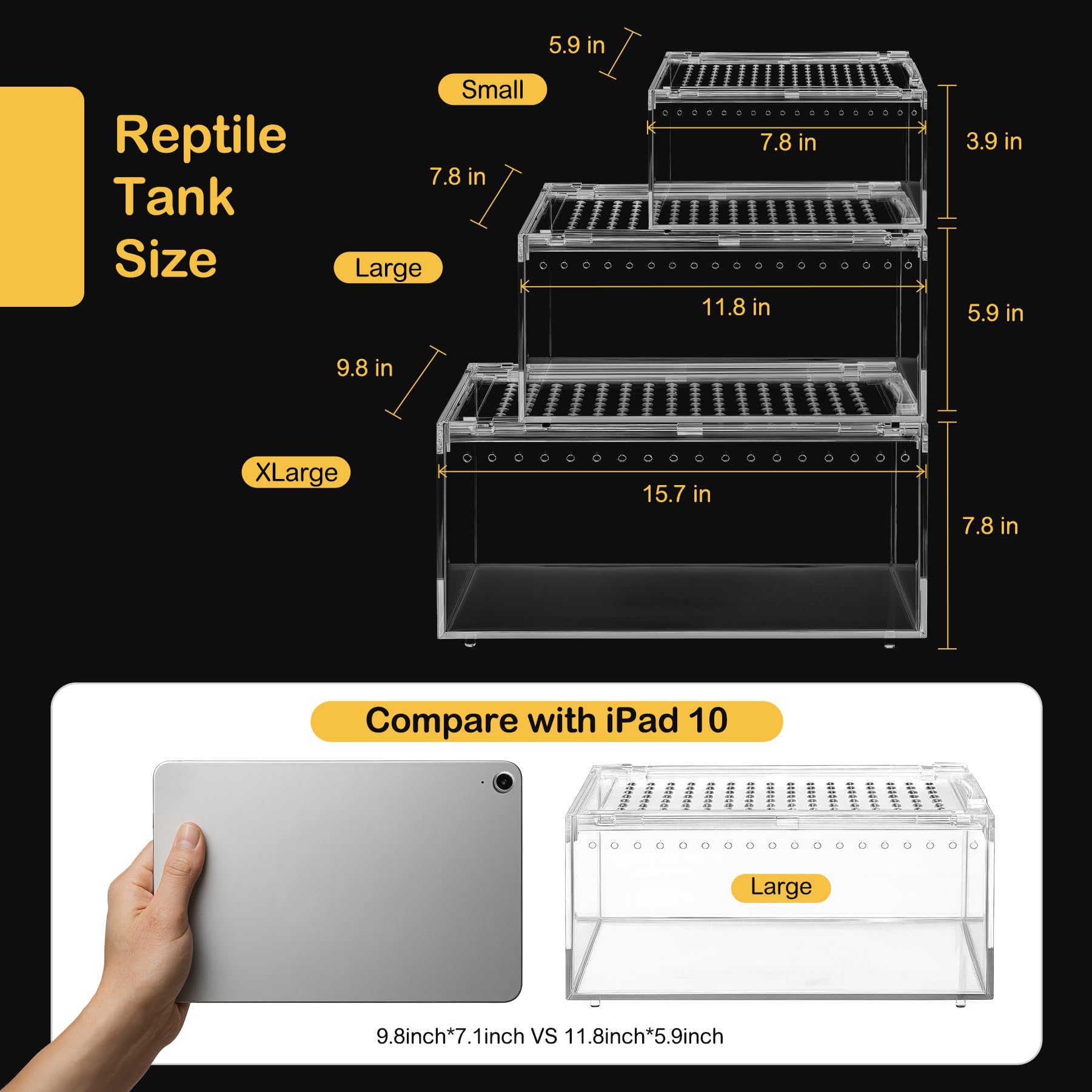 Clioran terrarium cross-ventilation top and side holes for stable humidity