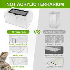 Clioran Reptile PC Terrarium waterproof bottom supports versatile desert or rainforest setups.