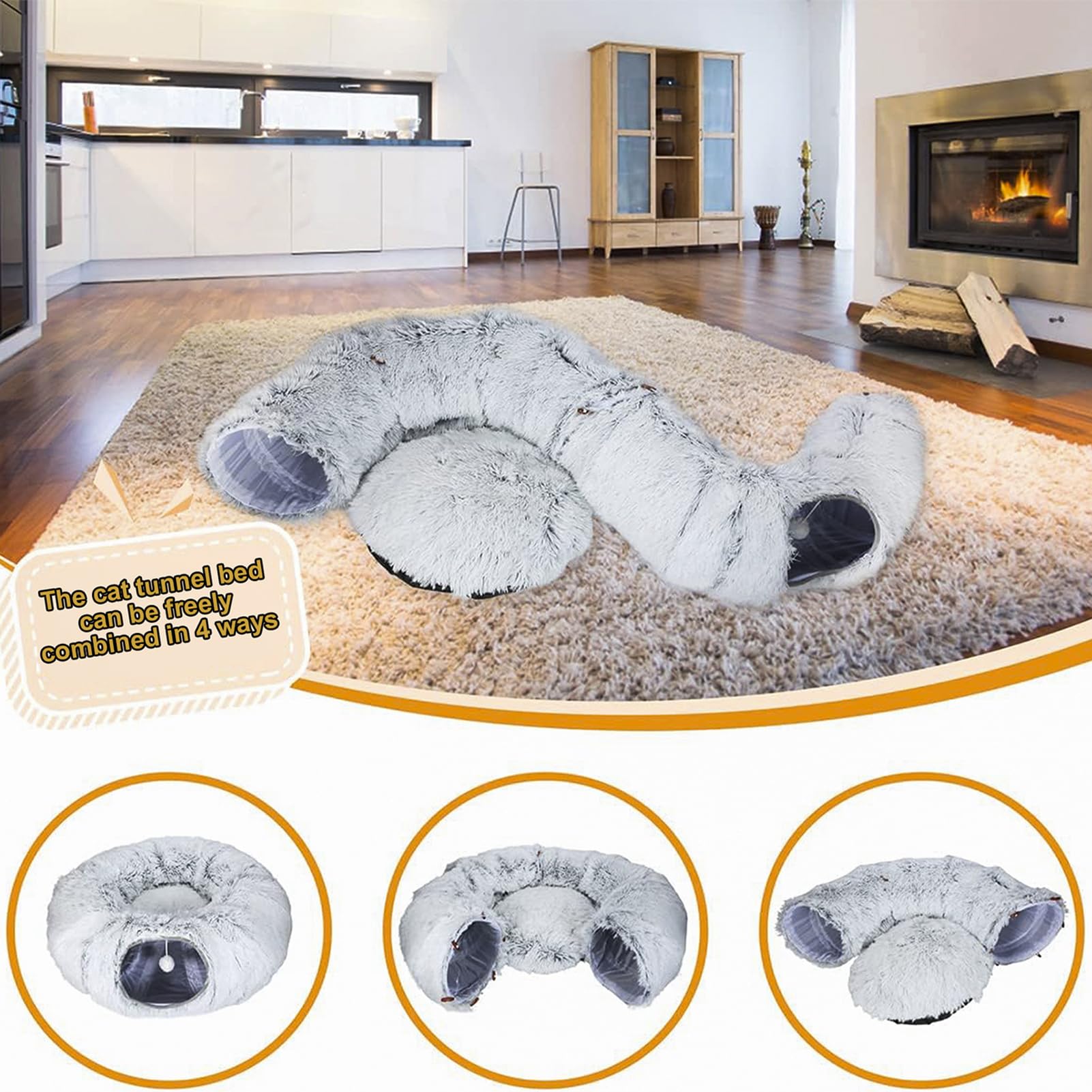 CLKHOWL durable plush tunnel stays soft through frequent use and pets.