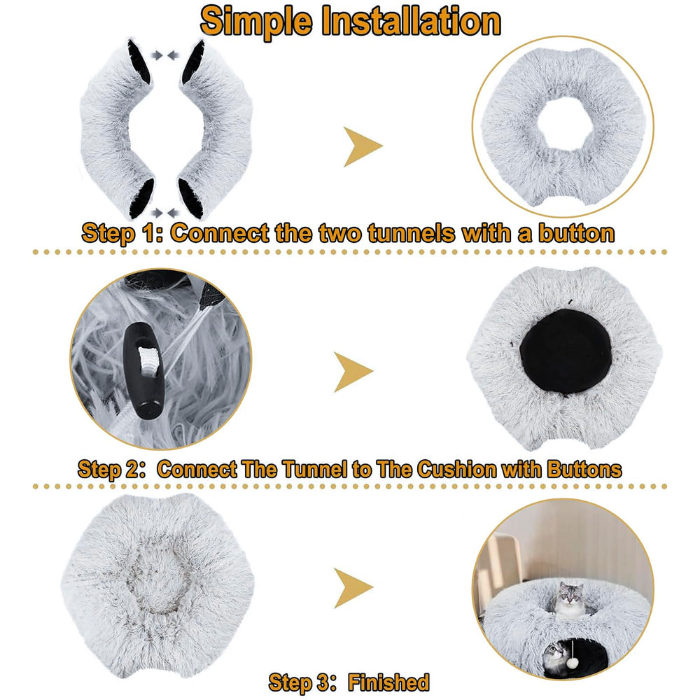 CLKHOWL cat tunnel with two openings promotes interactive play and escape routes.