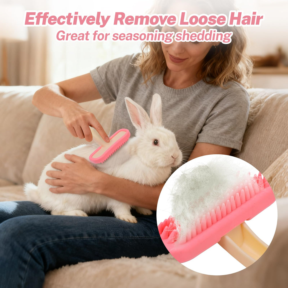 CLLGrocery Bunny Brush hair removal demo illustrates easy loose fur removal without pulling.