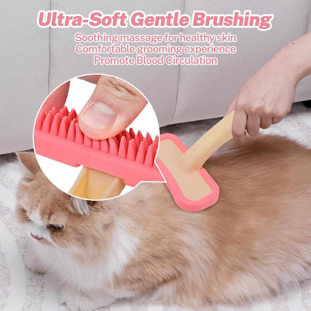 CLLGrocery Bunny Brush comfort action shows calming massage for anxious pets.