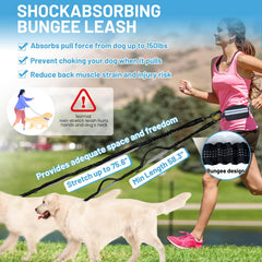 CLLGrocery hands-free double dog leash 360° swivel clip prevents leash twists.