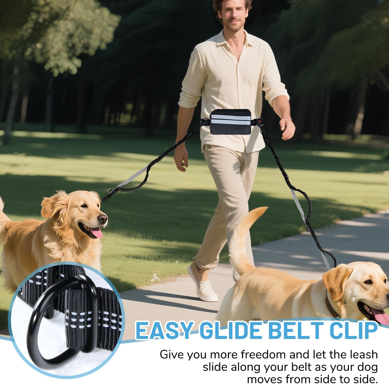 CLLGrocery hands-free double dog leash dual-dog training for two-pet walks.