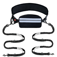 CLLGrocery hands-free double dog leash with waist belt enables hands-free control on walks.