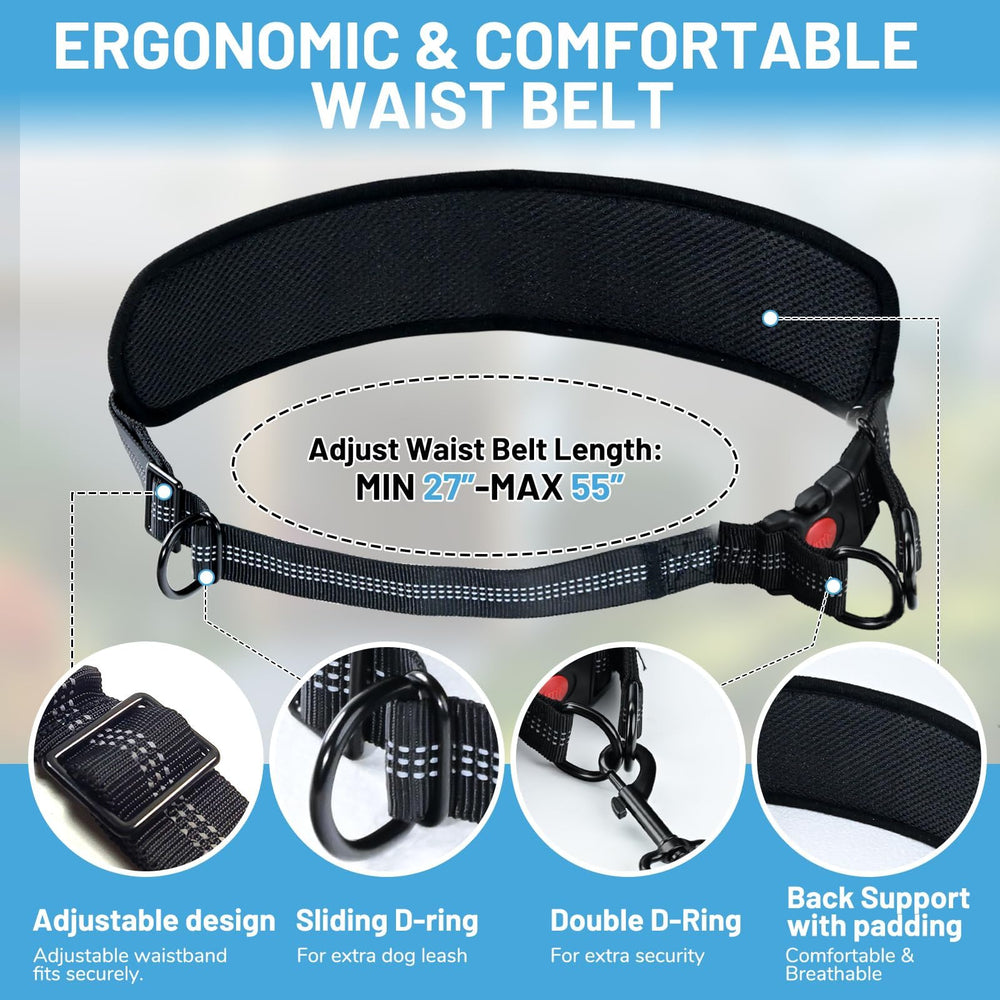 CLLGrocery hands-free double dog leash built-in zippered pouch for phone or treats.