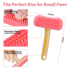 CLLGrocery Soft Silicone Pet Brush close-up highlights soft tips for delicate skin and detangling.