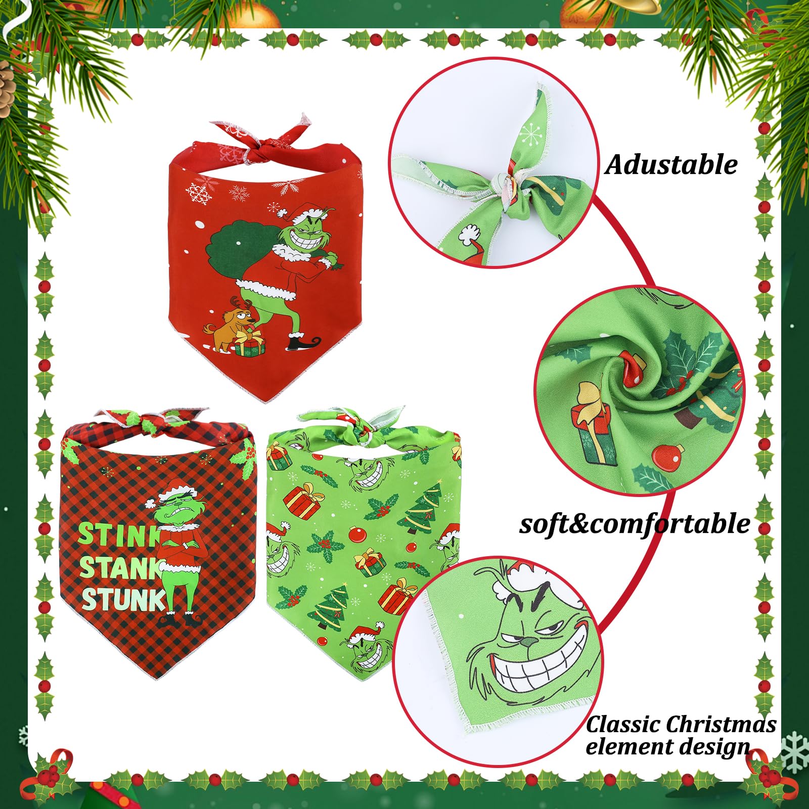 CLMGGRX adjustable-dog-bandana-21inch shows comfortable fit for holidays
