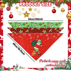 CLMGGRX dog bandana red-green-triangle worn by dog for festive look