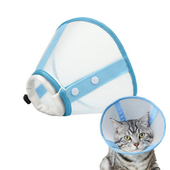 Clorvint cat cone collar blue front view—soft mesh for comfortable wear