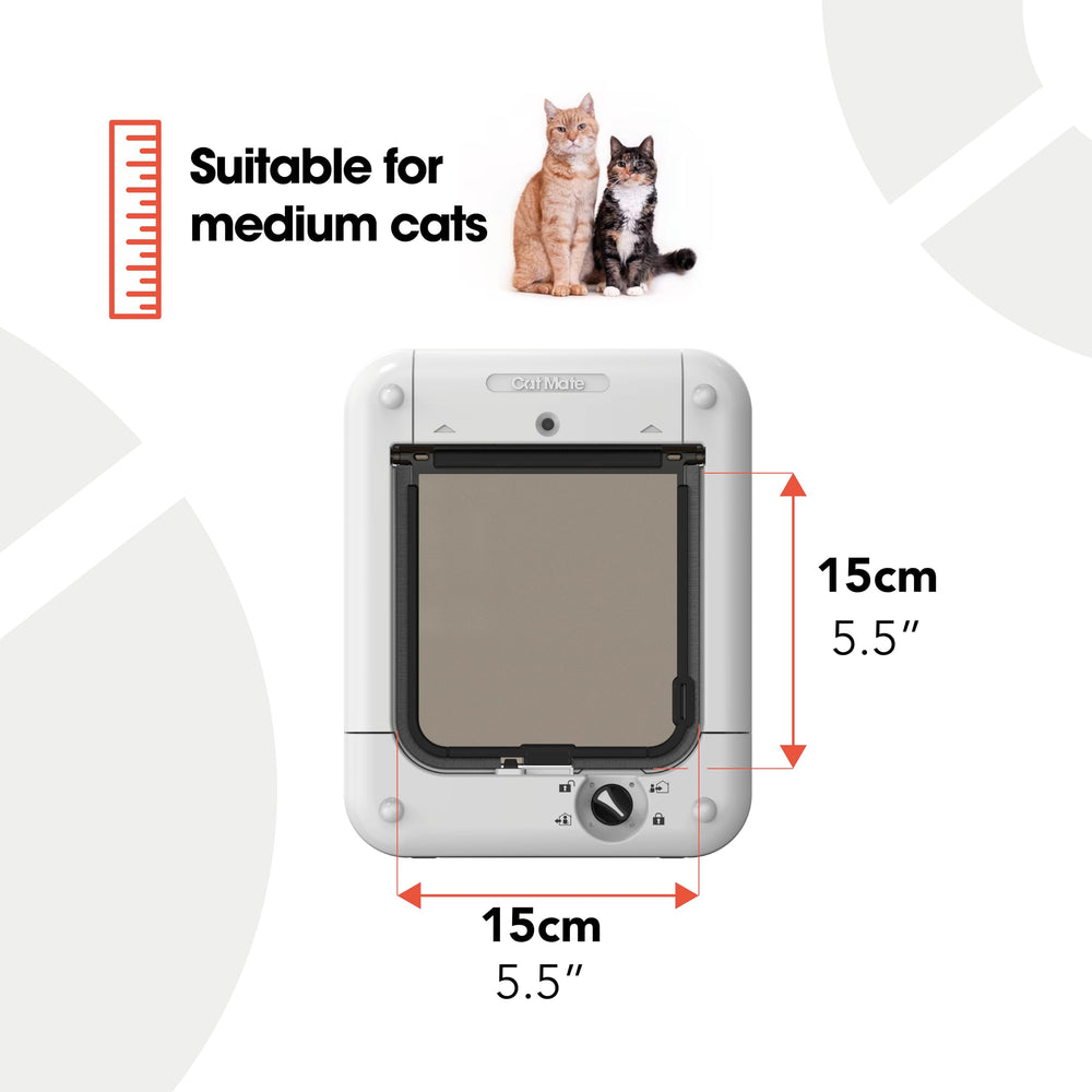 Closer Pets Cat Mate flap installation diagram showing step-by-step setup.