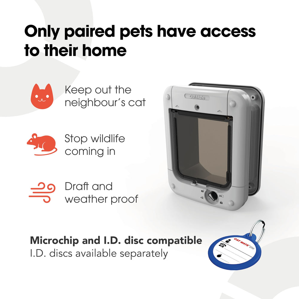 Closer Pets Cat Mate flap silent action for quiet door operation in home.