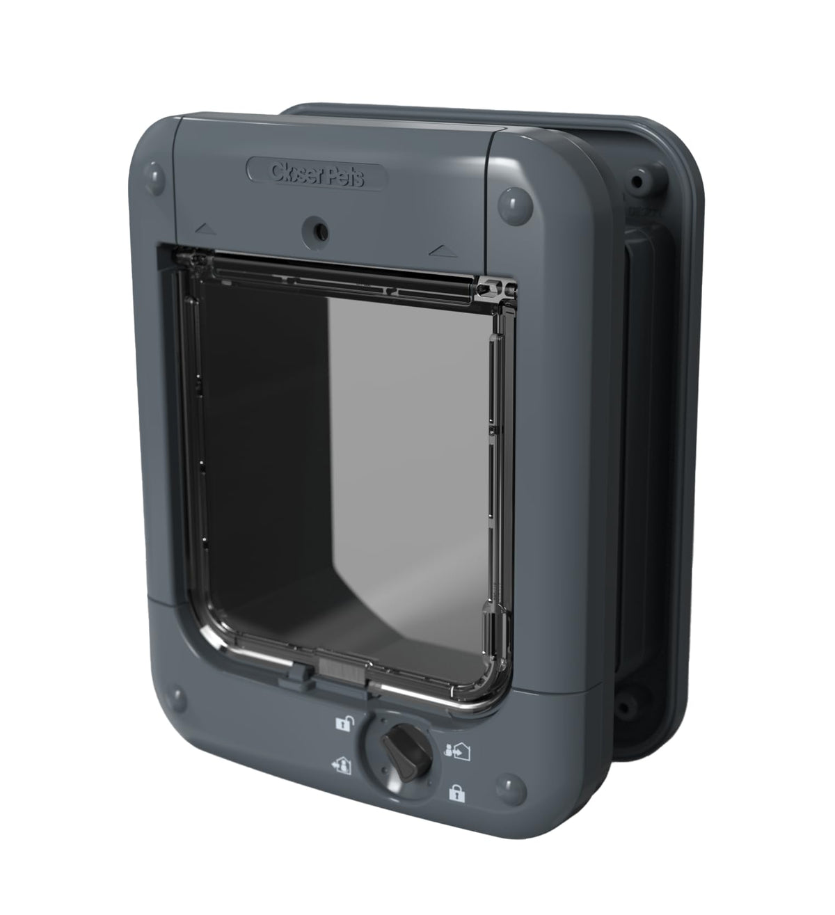 Closer Pets microchip cat flap front view demonstrates secure access and wildlife exclusion