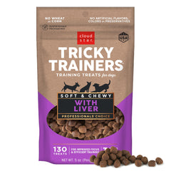 Cloud Star Tricky Trainers soft & chewy liver treats in 5 oz pouch for training rewards.